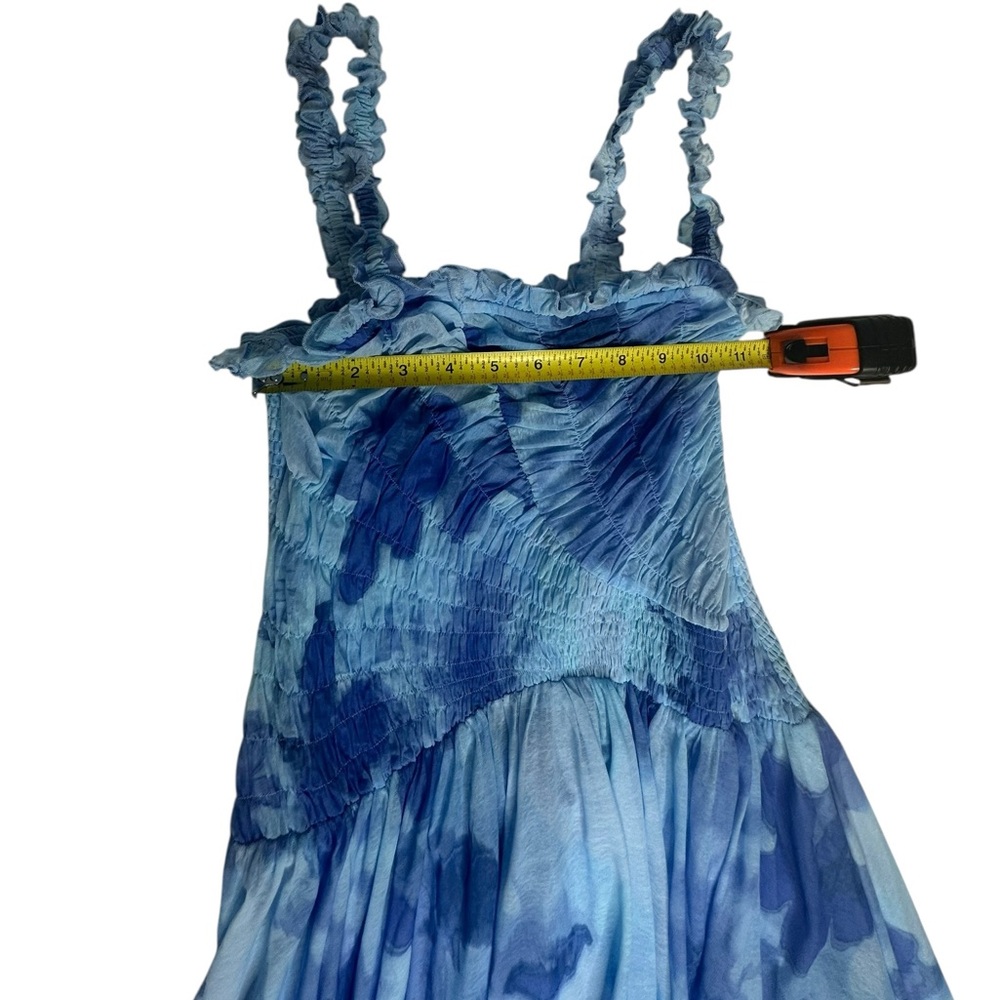 NEW Free People Tessa Smocked Mesh MIDI Dress in Baby Blue xs - Picture 8 of 12